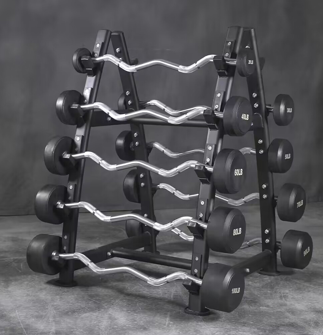 Rubber Fixed Barbell Rod Curl Bar BS010